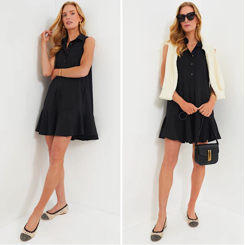 TUCKERNUCK Black Crepe Sleeveless Callahan Shirt Dress size XS